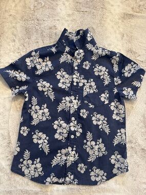 art class Navy Blue & White Floral Button-Up Shirt